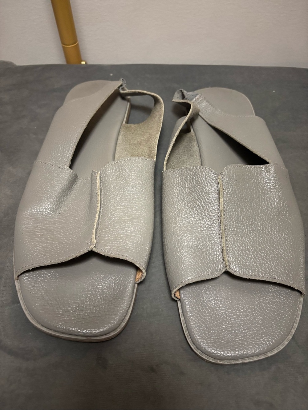 Women's Grey Slide Sandals - Minimal Slingback Comfort